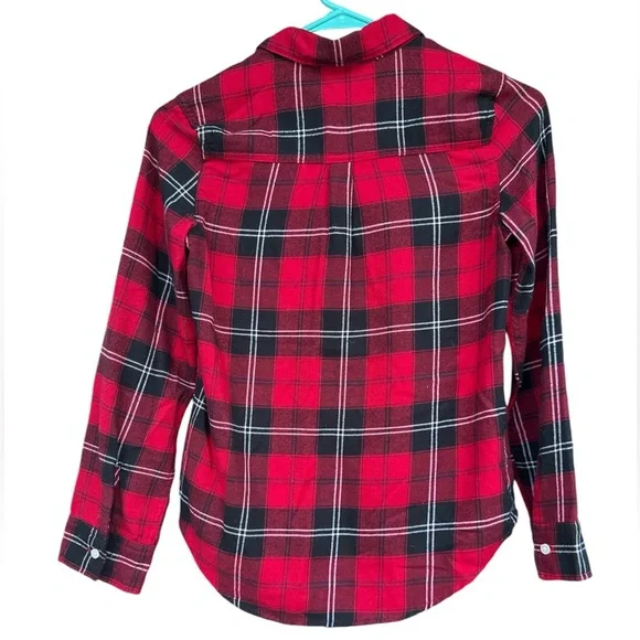 Abercrombie Kids Red Plaid Button-Up Shirt Size 9/10 - Long Sleeve Flannel - Picture 2 of 9